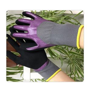 Buy cheap Seamless Grey Nylon Liner Purple Nitrile Work Gloves from wholesalers