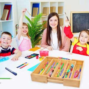 Buy cheap 5 Grid Multi-functional Bamboo Storage Box with Drawer Eco-friendly and Practical from wholesalers