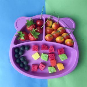 Buy cheap Baby Feeding Plate Set Silicone Customized Sizes Purple Bear Shape Eco Friendly Soft from wholesalers