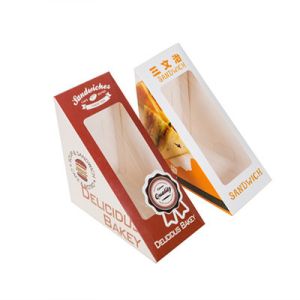 Buy cheap Triangle Wedge Kraft Paper Takeaway Sandwich Boxes With Window from wholesalers