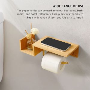 Buy cheap Sustainable Wall Bamboo Toilet Paper Storage Holder With Shelf from wholesalers