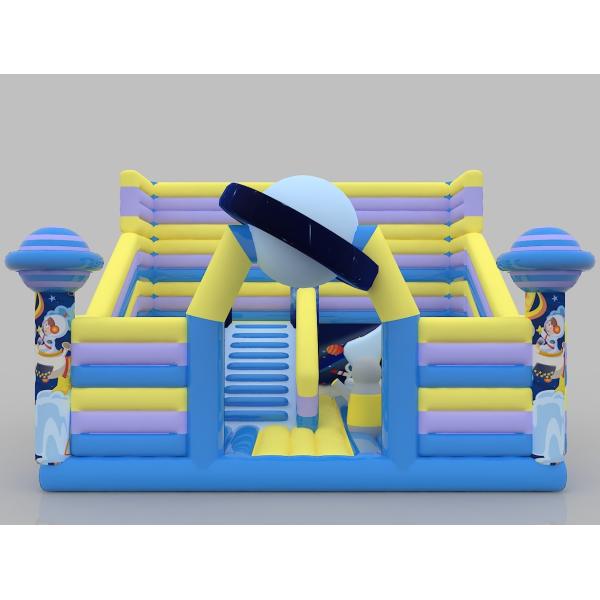 PVC Inflatable Castle Blue Ocean Bounce House 16yrs Slip And Slide Bounce House