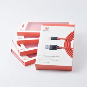Cardboard Packing Box with Clear Window Car Charger USB Data Cable Support