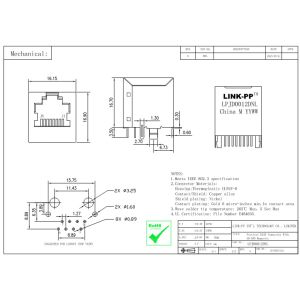 LPJD0012DNL Vertical RJ45 Connector , Pin Compatible MJ303A-8000-21D
