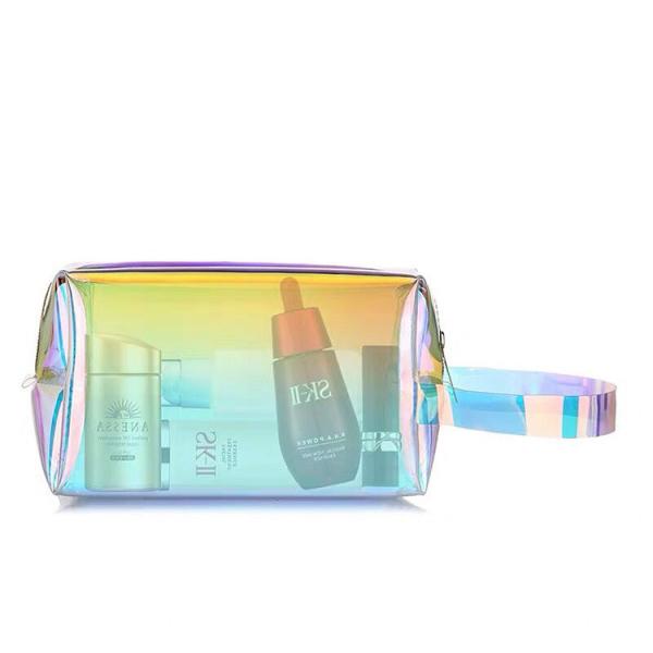 Quality Holographic Transparent PVC Cosmetic Bag Hologram W21x11HxD7.5cm for sale