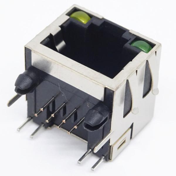 Buy cheap pcb connector 8P8C rj 45 connector with led modular jack right angel through hole dip type with shielded emi finger from wholesalers