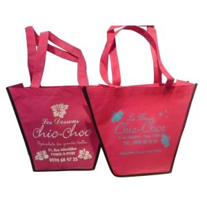 Buy cheap 75g Pink Trapezium Nonwoven Fabric Reusable Carrier Bags With Customized Logo For Girls from wholesalers