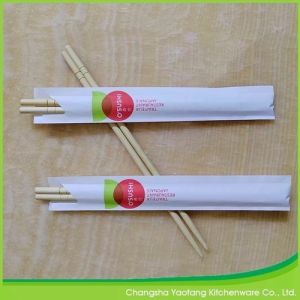 Buy cheap Environmentally Friendly Round Bamboo Chopsticks 20cm With Semi Closed Paper Sleeve from wholesalers