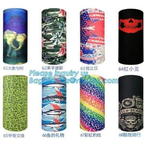 Buy cheap custom made digital sublimation polyester colorfast printed bandana,custom headwear printed seamless neck tube polyester from wholesalers