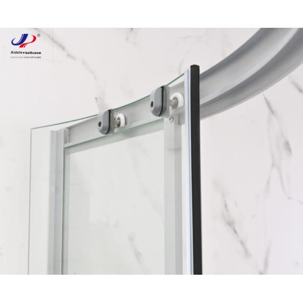 Quadrant Shower With Aluminium Frame And White Stripes Glass For Modern Bathroom Design