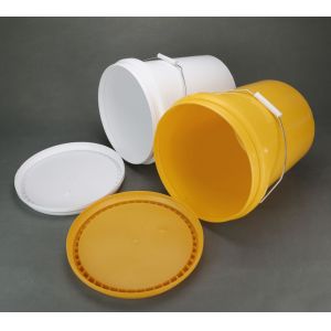 Buy cheap Customizable Plastic Food Bucket With Handle White Round Shape from wholesalers