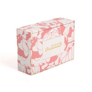 Cheap Custom Printed Pink Empty Premade Bridesmaid Gift Box For Wedding