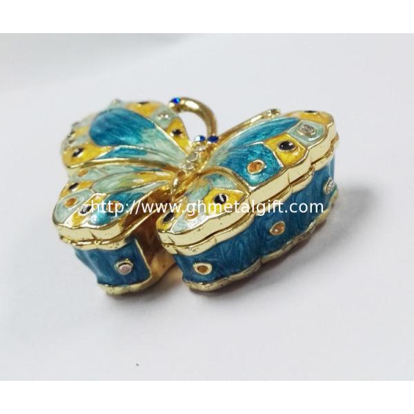 Alloy jewelry metal box butterfly trinket box for promotion gift
