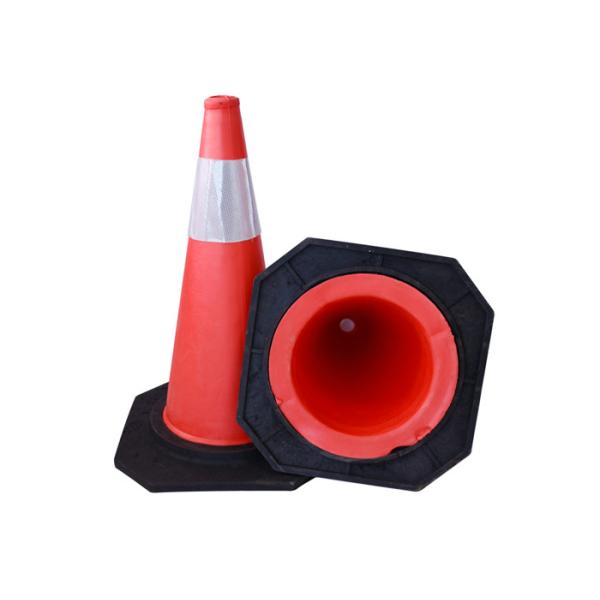 Quality White Reflective Tape Black Base 1m EVA Road Traffic Cone for sale