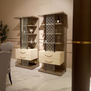 Modern Wooden High Gloss With Glass Book Shelf Bookcase