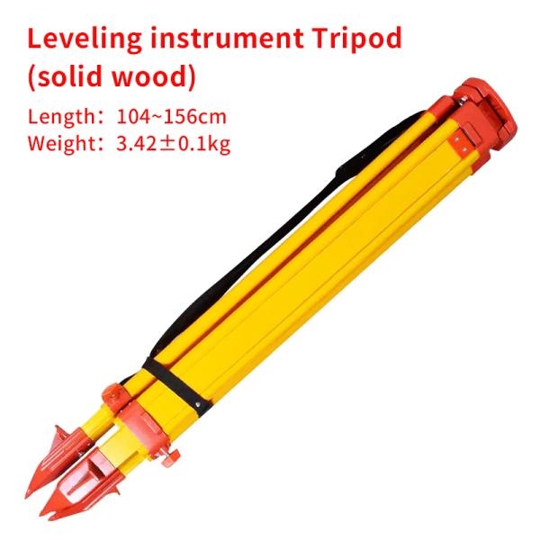 Aluminium alloy solid wood tripod with spirit level, engineering surveying instrument, impact-resistant telescopic support