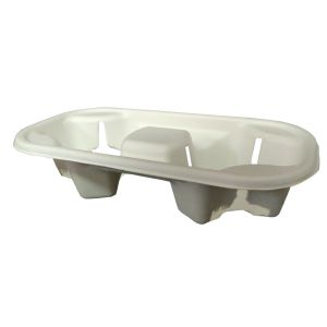 China Zero Plastic Compostable Sugarcane Bagasse 2 Cup Carrier on sale