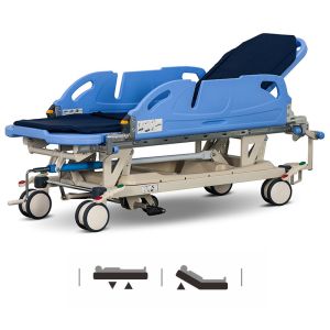 Hydraulic Integrated guardrail Rotating Side Rails Patient Transfer Trolley