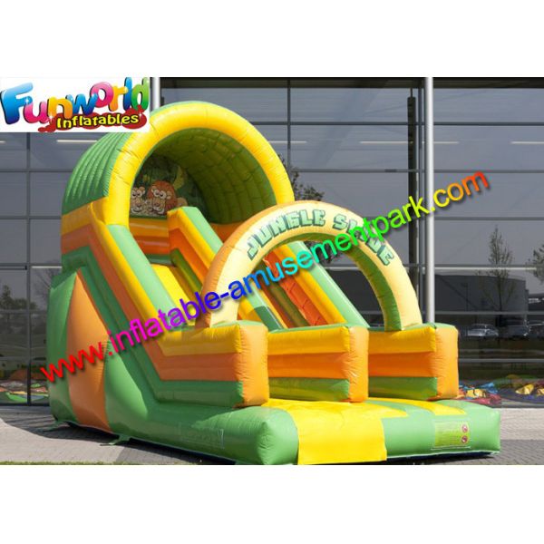 Quality Kids Commercial Inflatable Slide , Jungle Tree Inflatable Cartoon Dry Slides for sale