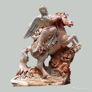 Buy cheap Angel With Marble Horse Cloud Pink Marble M-Horse-05 with 2 M High or customized size from wholesalers