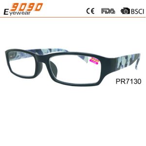 Hot sale style of reading glasses with plastic frame ,printe the patterns