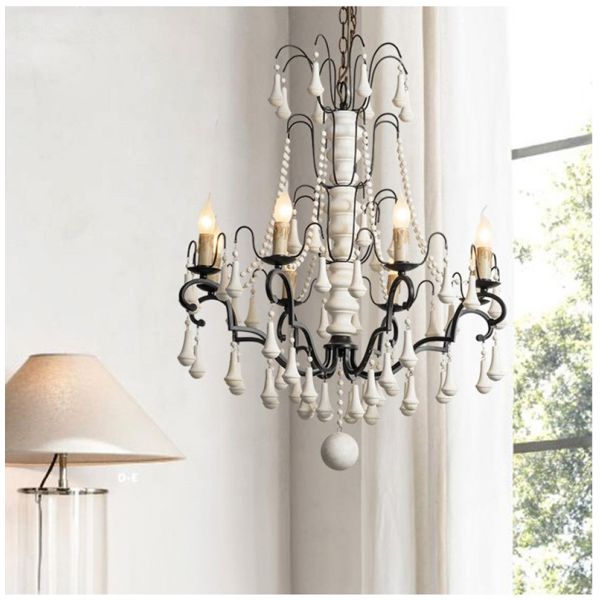 Wood Bead chandelier lighting lustre bois for country farmhouse rustic Chandelier(WH-CI-21)