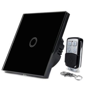 EU Standard White Crystal Glass Panel Touch Switch AC220V Wireless Remote
