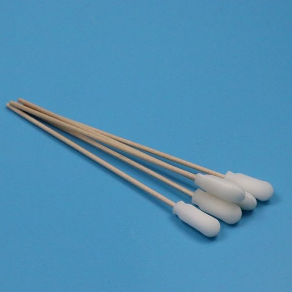 Quality 15cm Disposable Wooden Stick Sponge Stick Medical Foam Swab Applicator With Cotton Bud Inside for sale
