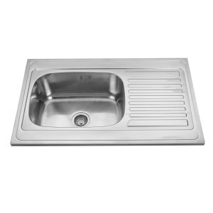 China Bright Polish Double Bowl Kitchen Sink With Single Drainboard on sale