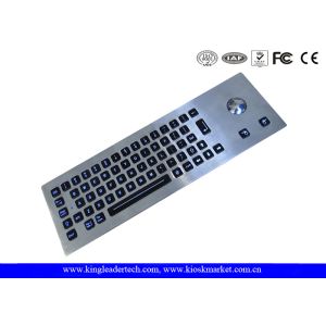 LED Backlight Industrial Stainless Steel Keyboard with Trackball , 64 Keys