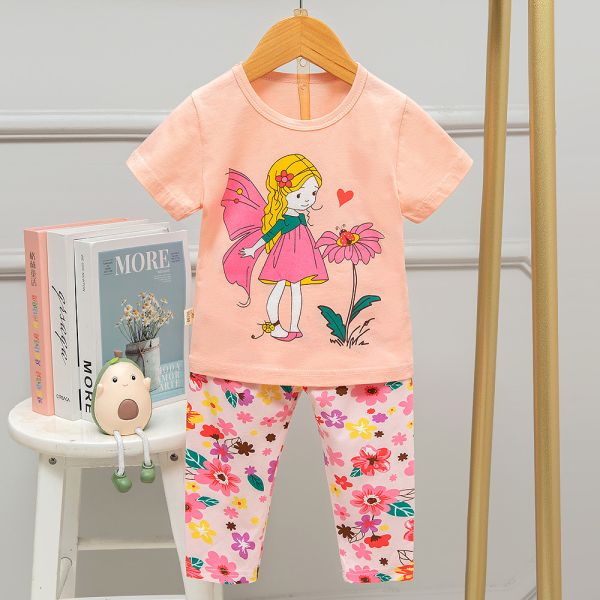 Quality Flower Spring Children'S Summer Pyjamas Breathable Pure Cotton Pajama Set for sale