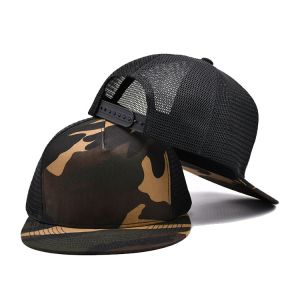 China Unisex classic Flat Brim Mesh Cap Structured Shape Customized One Size Fits All on sale
