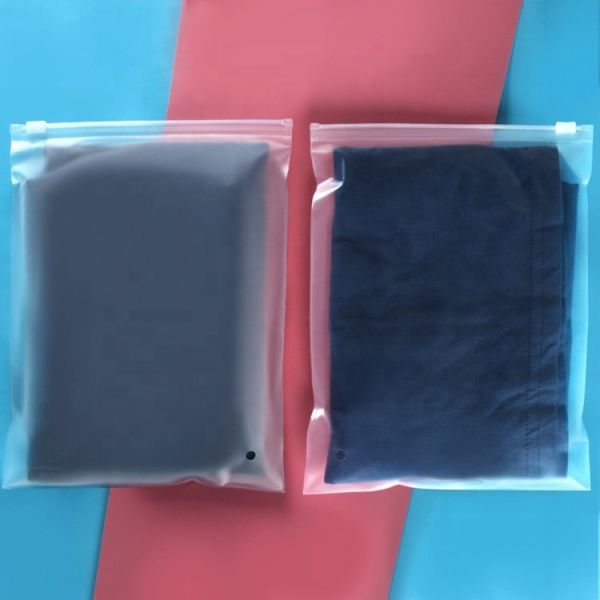 One side transparent one side frosted bag clothing packaging bags plastic zip lock clear plastic bag with zipper