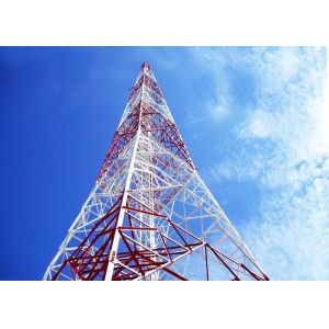 Q235B / Q345B Steel Electric Power Line Towers , Painted Communication Tower