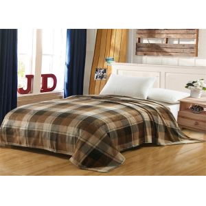 Buy cheap Brown Checkered Fleece And Flannel Blanket , MOHAP Lightweight Flannel Blanket from wholesalers