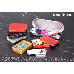 Metal Stationery Box Pencil Case Empty Hinged Tin Box Silver Pen Holders