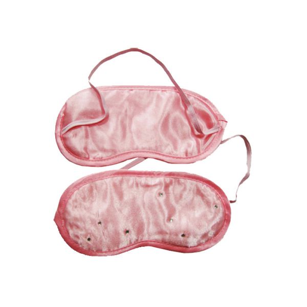 Quality Pink Soft Touching Sleeping Blindfold Eye Mask Customized Pattern With Hot Fix Rhinestone for sale
