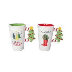 Buy cheap Custom 500ml Ceramic Mugs , Ceramic Christmas Cup With Tree Handle from wholesalers