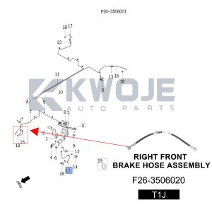 Buy cheap OEM F26-3506020 Auto Parts Right Front Brake Hose Assembly For Chery Jetour Traveler from wholesalers