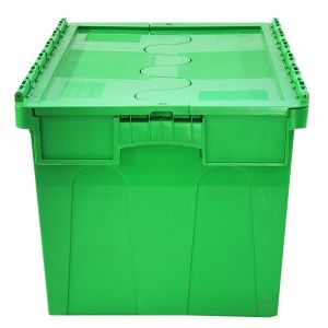 Buy cheap 550x370x320mm Folding Stackable Crate Moving Plastic With Attached Lid Container from wholesalers