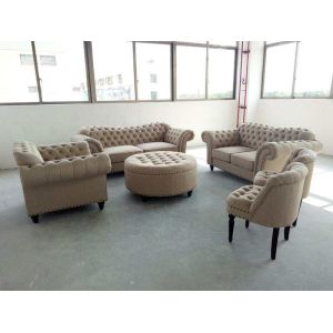 Buy cheap Small Fabric Chesterfield Sofa , Grey Fabric Chesterfield Sofa OEM Service product