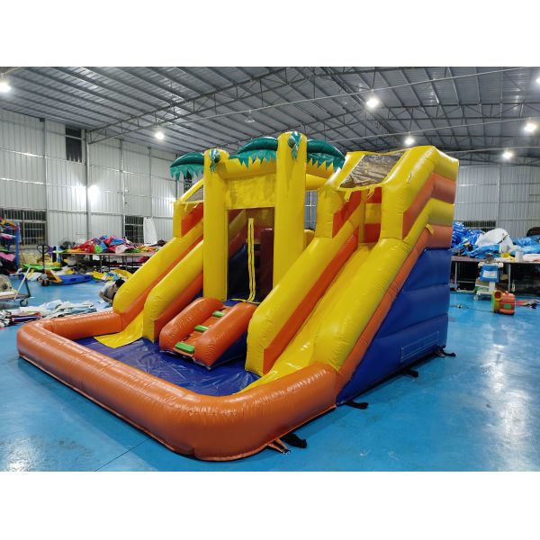 Commercial Inflatable Bounce House With Double Slides Inflatable Water Slides