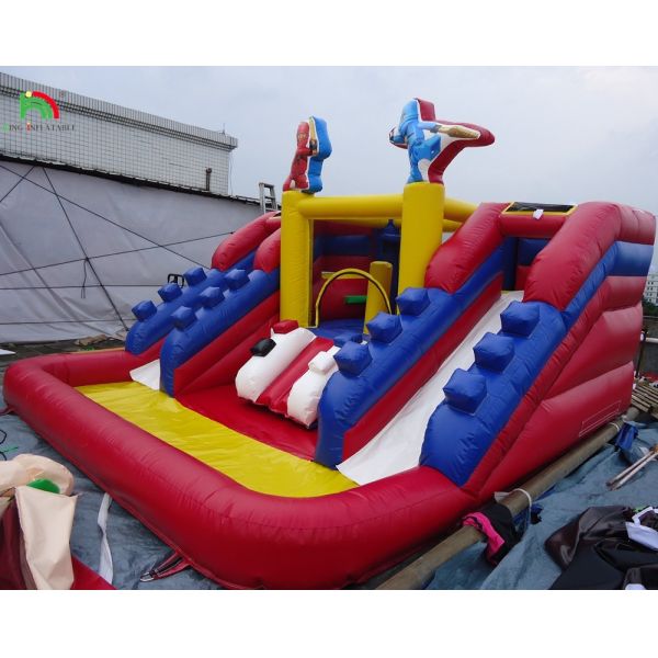 Popular Commercial Inflatable Water Slides with Pool Double Lane Water Slides Inflatable for Kids and Adults