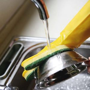 Buy cheap Green Dishwashing Sponge Gloves ,Relieve Weariness  Mild Acid Proof from wholesalers