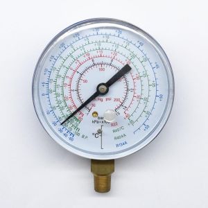Buy cheap 80mm Blue Refrigeration Pressure Gauge 200 Psi Brass Connection Air Conditioner product