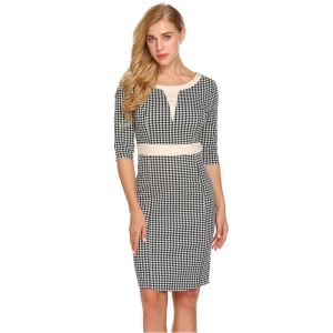Buy cheap Customizable Gingham Check Office Dress Spandex Polyester from wholesalers
