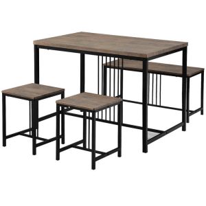 Buy cheap 43.3“L Wooden Dining Room Table And Chair Set With 1 Bench 2 Stools from wholesalers