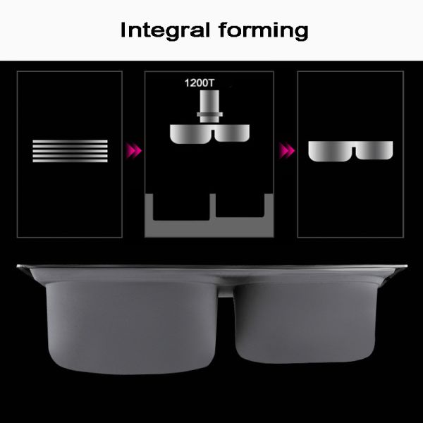 SUS201 Double Bowl Topmount Kitchen Sink With Tap Hole 9150B