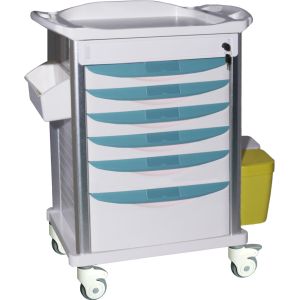 Buy cheap Cross Brakes ABS Mesa Resuscitation 6 Drawers Nursing Crash Cart from wholesalers