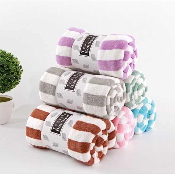Quality 360 gsm Colorful Striped Coral Fleece Face Bath Towel 5 Piece Set with Customized Logo for sale